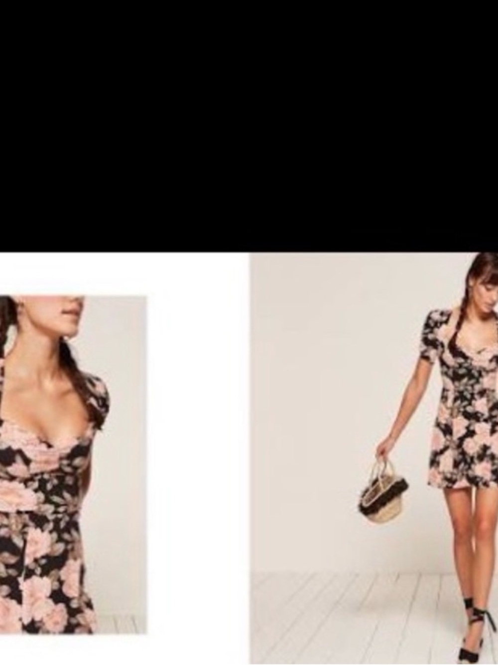 Reformation Kiara Mini Dress Size 4 Cutout Babydoll Romantic Floral